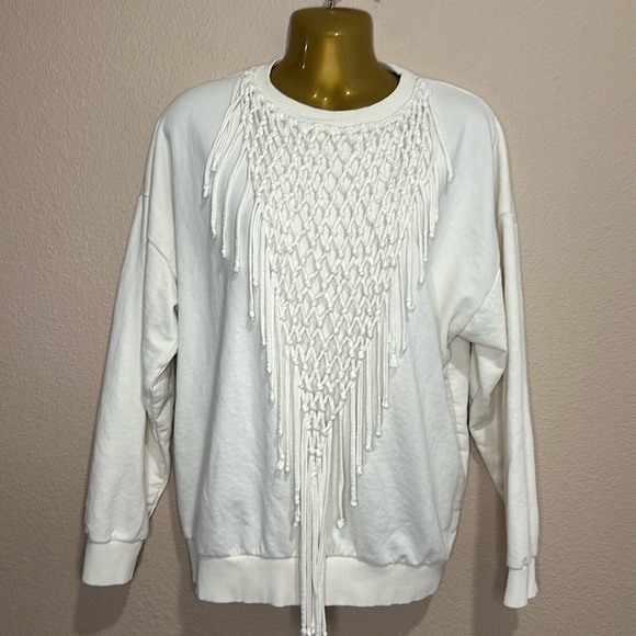 ZARA Macramé Detail Sweatshirt, Size S (Oversized), EUC - Picture 2 of 6